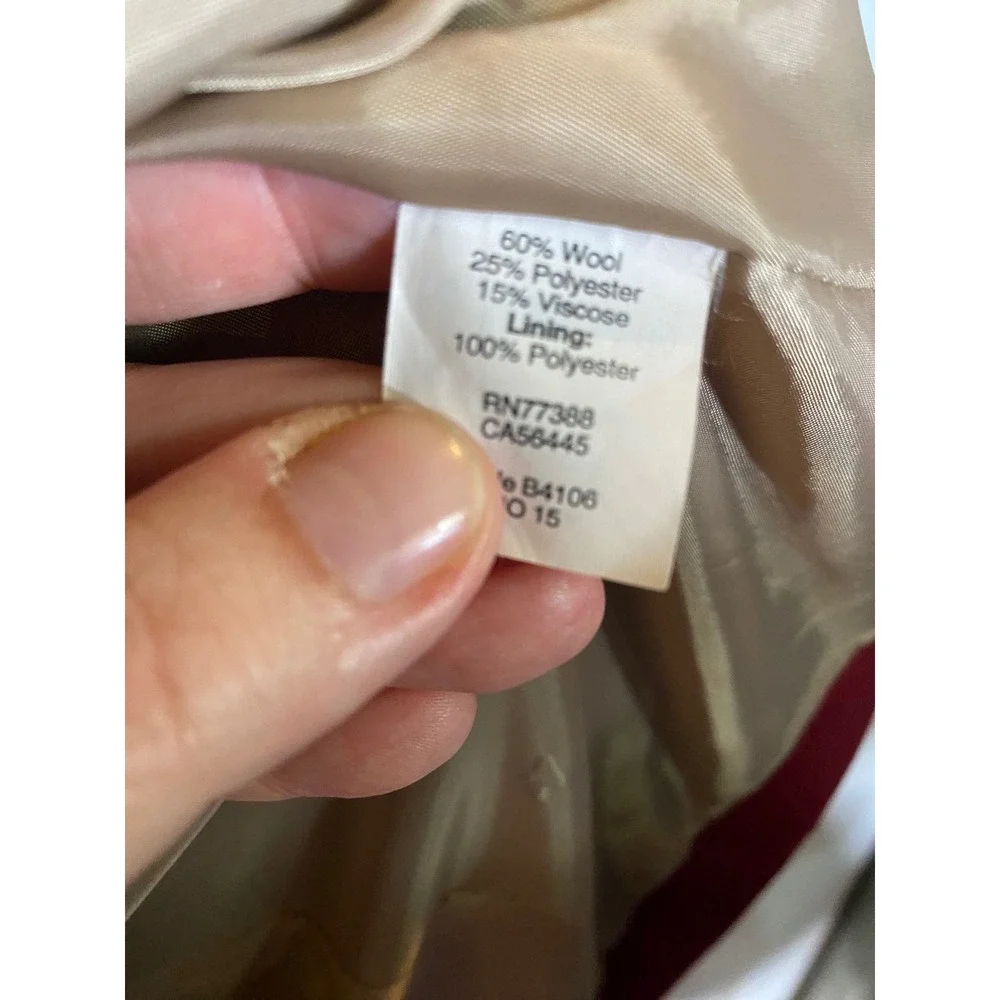 J.Crew Burgundy Wool Blend Coat Size 6 Long Peacoat Dress Coat Classic